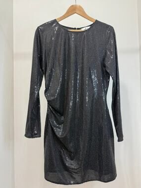 H&M Sparkle Ruched Dress Black NWT SzXL